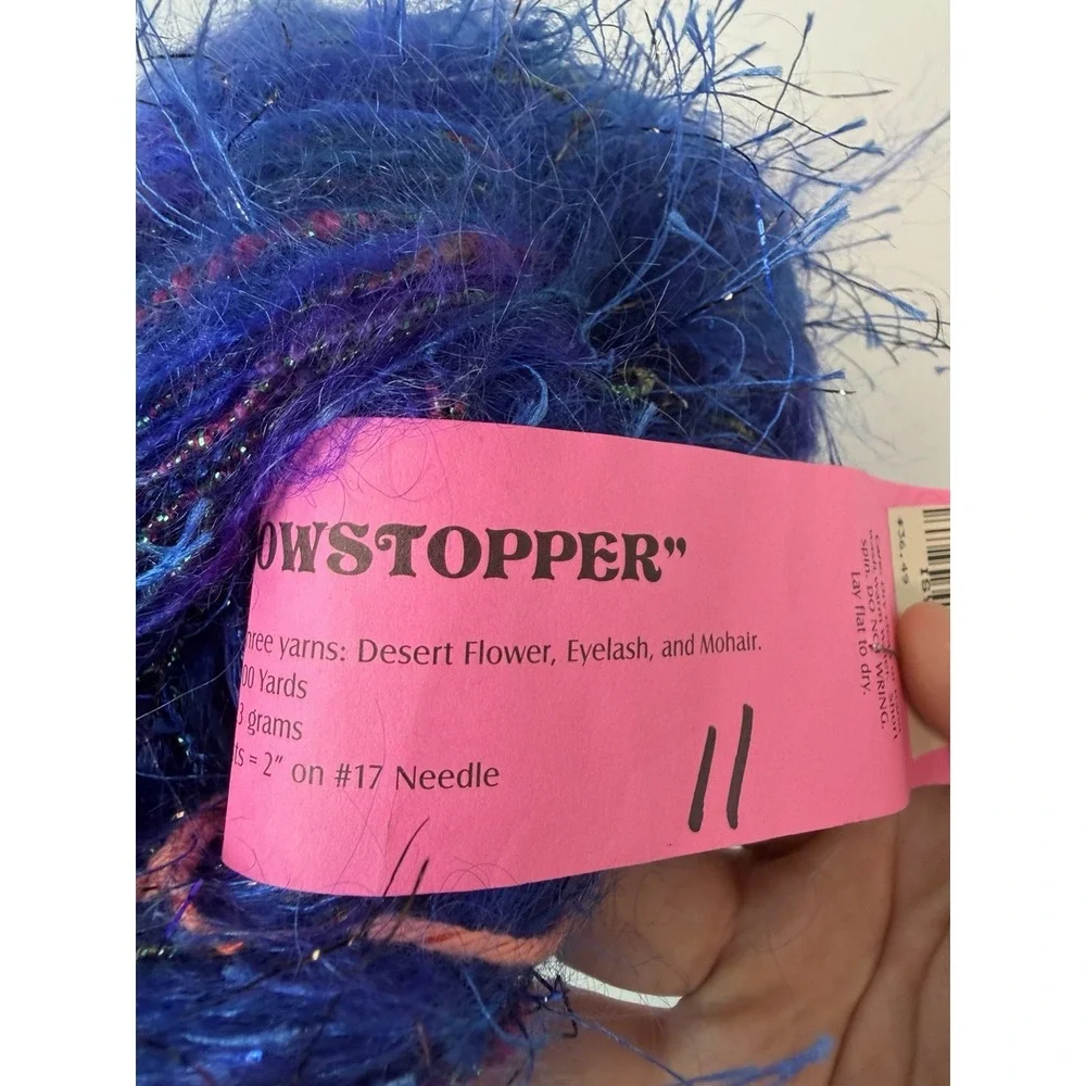 Ironstone Yarn Showstopper Made 3 Yarns Desert Flower Eyelash Mohair Deep Sea